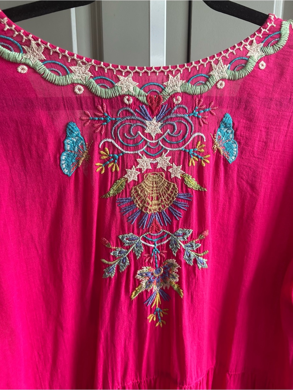 Johnny Was Teyros Embroidered Fuchsia Boho Tunic Dress Size Large L #121 - Picture 8 of 15